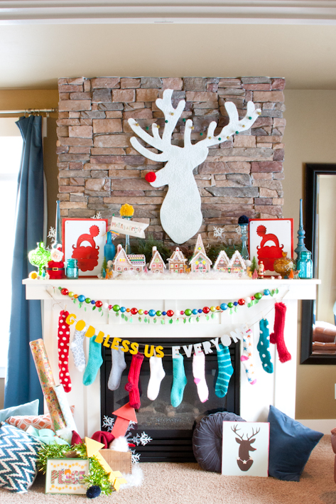 Christmas mantle and DIY rudolph