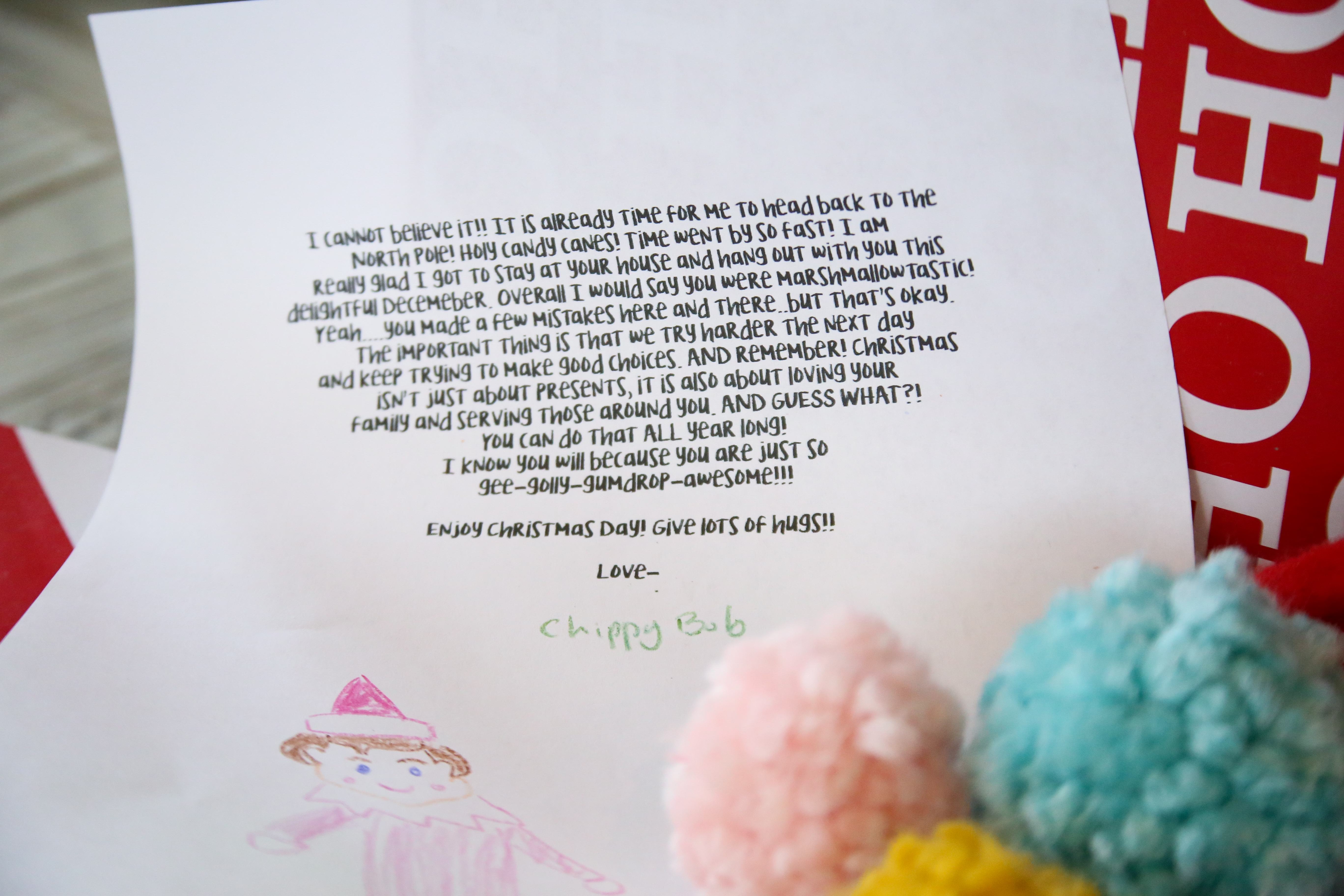 Goodbye Letter from Elf on the Shelf